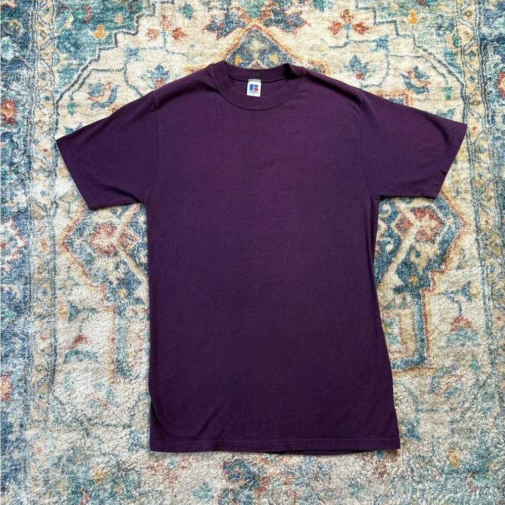 Vintage Russell Athletic Purple Blank T-shirt Medium